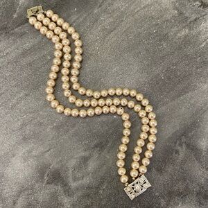 Vintage Art Deco Estate Gold Triple-Strand Pearl Bracelet